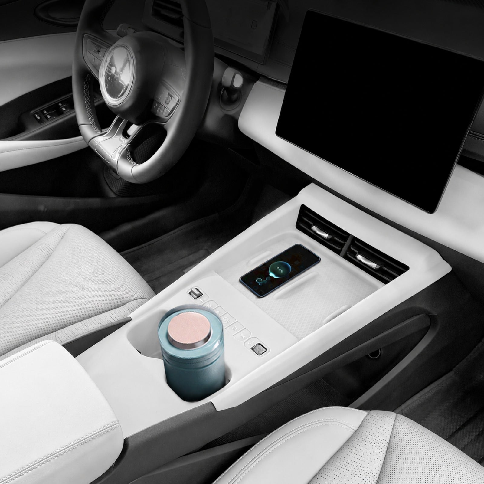 Silicone Cup Holder & Wireless Charging Pad Mat for 2026 BYD Seal 6 AUTOEVEX